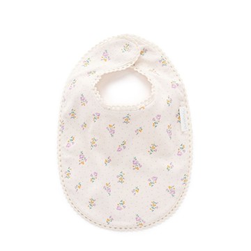 澳洲Purebaby有機棉 嬰兒圍兜/口水巾 白底粉花