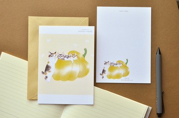 貓咪插畫明信片-金屋藏椒