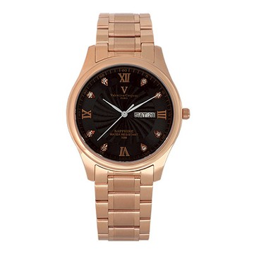 Valentino Coupeau 范倫鐵諾 古柏 羅馬晶鑽男錶 (玫殼/黑面)