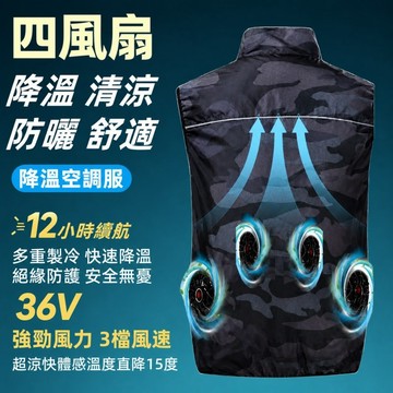 免運🚚【36V風扇空調服】4風扇背心 四個風扇馬甲 電風扇衣服 風扇馬甲 降溫服 空調服背心 降溫空調服 馬甲製冷衣服