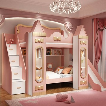 免運公司貨 樹屋床 兒童床 儿童上下铺床 双层床 子母高低床 两层女孩树屋公主梦幻城堡滑梯别墅 可開發票 全館五折 工廠現貨直銷 新品特價 z11012