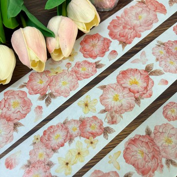 粉桃夭 PET 和紙膠帶 6米卷