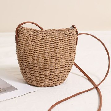 [米蘭精品] 現貨+預購 女草編包手提包渡假單肩側背包大容量藤編織包包-小背簍74ly85