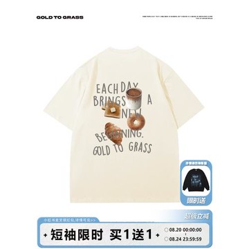 GTG原創美式復古面包潮牌圓領短袖男純棉春季新款oversize半袖T恤