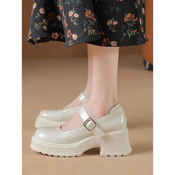 坡跟涼鞋夏季小碼34厚底增高瑪麗珍女鞋白伴娘鞋不累腳配裙子單鞋