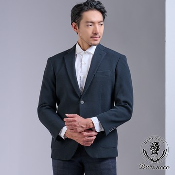 【BARONECE】簡約針織細格休閒西裝_黑(624316-11)
