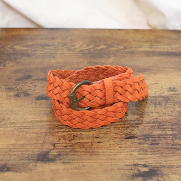 Back to Green-經典復古腰帶 橘 編織圓扣 bt-14 //vintage belt