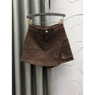高腰假兩件牛仔短褲裙女2025秋季時尚小眾設計感辣妹A字半身裙褲