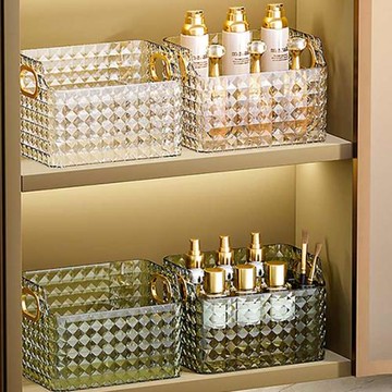 輕奢鏡柜收納盒衛生間透明面膜化妝刷收納洗漱臺化妝護膚品收納筐