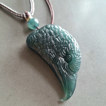 天然瓜地馬拉翡翠玉器 | 冰種鷹吊墜玉墜 |