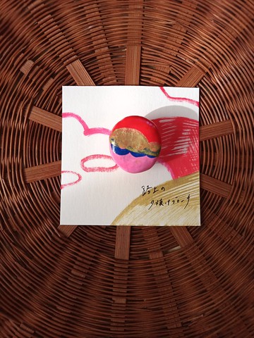 胸針，夕陽，石粉粘土，手繪，獨一無二