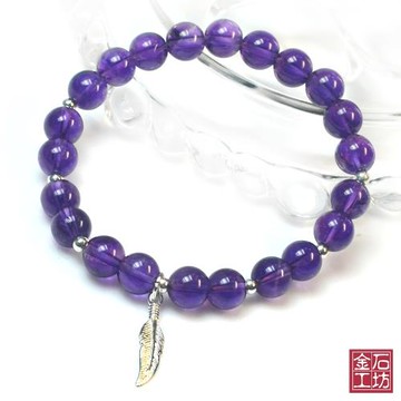 【金石工坊】紫水晶一葉致富手鍊