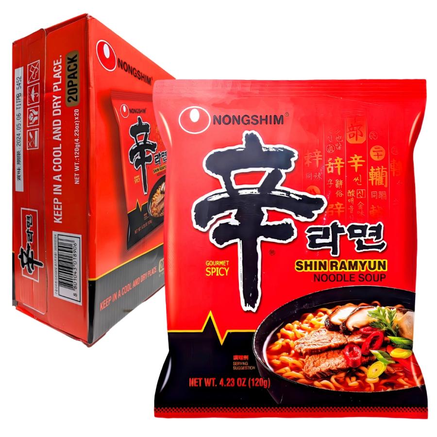 農心 辛ラーメン 120g×20袋入 即席中華麺 韓国産 NONGSHIM Shin Ramen Noodles 20 パック インスタントラーメン