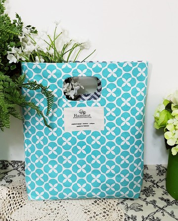 北歐風格湖水綠花圖案色包包手提袋