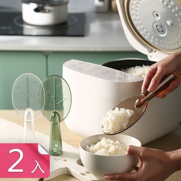 【荷生活】小樹森林可立式透明飯勺 雙面顆粒可掛可站不沾污飯勺-2入