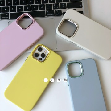 iphone14手機殼 蘋果14手機殼 保護套 一只呆鵝 | 高級感金屬風液態硅膠手機殼適用iPhone14promax1312【CM20838】