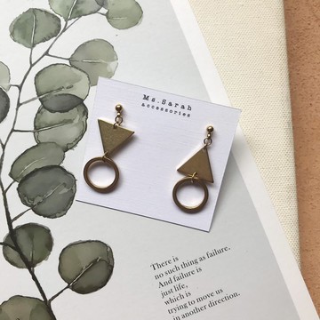 黃銅耳環_三角三角(可改夾)