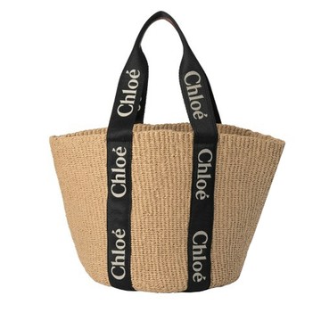 Chloe Woody Basket草編大號肩背包(黑色)