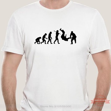 有趣的休閒可笑柔道 evo t 卹男 shubuzhi 陽光尺寸 S-5xl 正常男士 t 卹健身抗皺 T 恤上