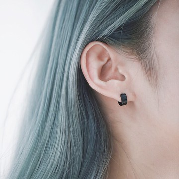 黑色圓環圓圈耳環耳扣耳釘女氣質s925純銀百搭個性簡約韓版高級感