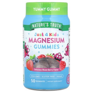 Nature's Truth, Just 4 Kidz，鎂軟糖，美味混合漿果，50 粒軟糖