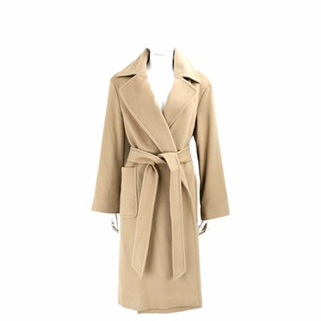 Max Mara BERNARD 純羊毛雙口袋無釦駝色綁帶大衣 外套