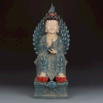 大周柴窯綠彩如來坐佛像古董古玩收藏真品復古瓷器老物件老貨