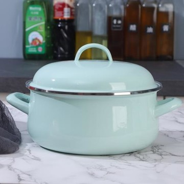 厚實批發家莫蘭迪綠色搪瓷鍋琺瑯馬卡龍綠搪瓷泡面碗宿舍湯鍋煮鍋