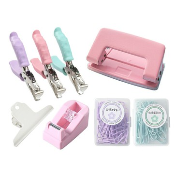 辦公文具 馬卡龍 迴紋針 事務用品 多款 山形夾 打洞機 訂書機 膠帶台 學習 文具小物【BlueCat】【RC4959】