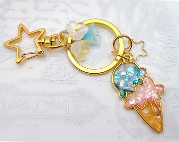 冰淇淋 日本 滴膠 星星 花 夢幻 鑰匙圈 彩色 手作原創 客製化