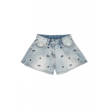 Chiara Ferragni - Stone Beach Blue Denim Shorts