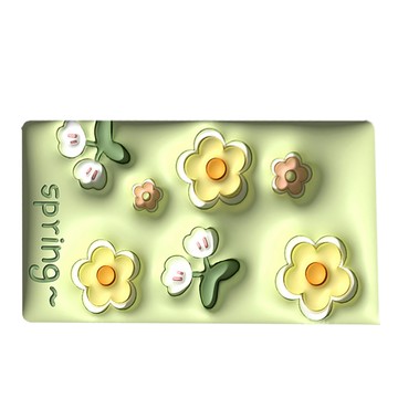 ANTIAN 3D立體吸水地墊 浴室衛生間門口 瞬吸水速乾防滑地墊 綠色花朵  1入  40x60cm