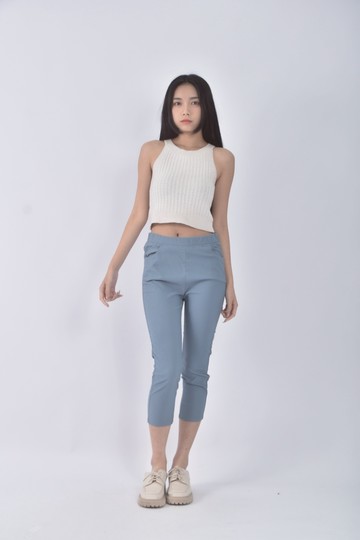 (L) ob style高腰棉質藍色長褲