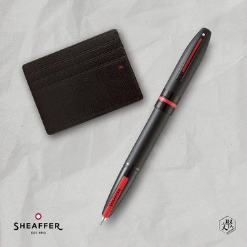 客製化刻字【SHEAFFER】ICON系列霧黑鋼筆-M尖+經典卡夾禮盒(原廠正貨)