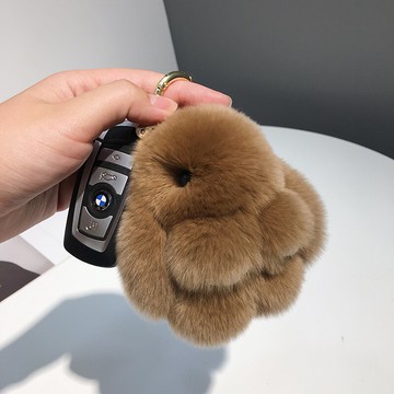 獺兔毛毛球鑰匙扣心形包包掛飾高檔汽車鑰匙掛件可愛毛絨個性女士