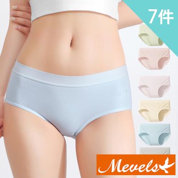 Mevels瑪薇絲-7件組 日常天氣50支精梳棉柔軟中腰內褲/棉質內褲/女內褲(L/XL/XXL)