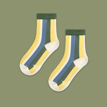 in Pairs | 直條紋中筒襪-綠/童襪