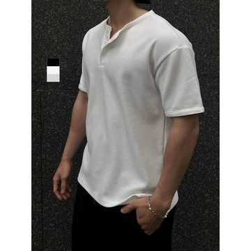 【1atm】華夫格-亨利領Tshirt 亨利領 華夫格 日常百搭 立體挺版 親膚 簡約 俐落 乾淨 休閒 輕鬆搭配