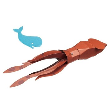 DIY材料 Hacomo 日本製 立體摺紙遊戲 水族館系列 大王魷魚