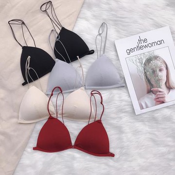 性感法式內衣女薄款美背無鋼圈三角杯露背夏前扣細帶文胸新款網紅