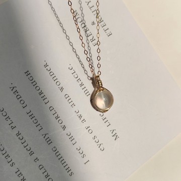 天然月光石貓眼吊墜 貓眼石項鍊 14KGF手工鑲嵌天然石貓眼項鍊