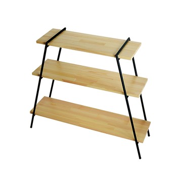 【日本COLLEND】IRON 實木鋼製三層置物架-2色可選-淺棕