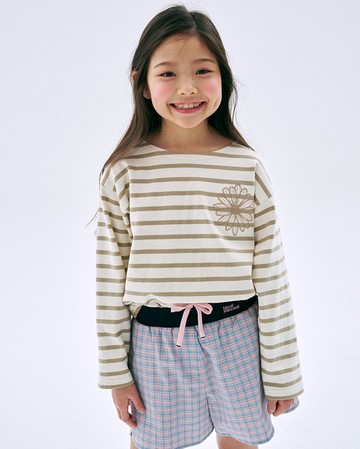 MARDI MERCREDI 童裝 橫條紋長袖 米色 經典小雛菊 栗子花 KIDS TSHIRT LONG SLEEVE STRIPE