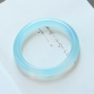 【玉鐲】天空藍冰種天青凍玉圓條手鐲8mm