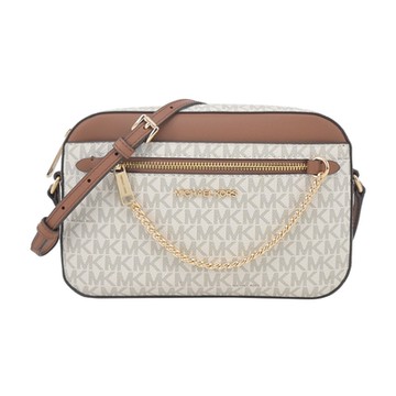 MICHAEL KORS JET SET掛鍊防刮斜背相機包(大/米白)