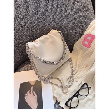 高級感時尚鏈條腋下包包女2025夏季新款褶皺手提單肩斜挎云朵包潮