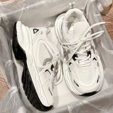 臺灣現/🎀休閒鞋 拖鞋 洞洞鞋 透氣網面鞋2024夏新款百搭網面韓國女高老爹鞋透氣ins潮超火厚底休閒運動鞋