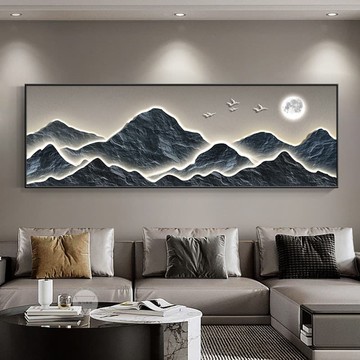 快速出貨 【可開發票】背有靠山現代輕奢客廳沙發裝飾畫新中式山水掛畫茶室辦攻室墻壁畫
