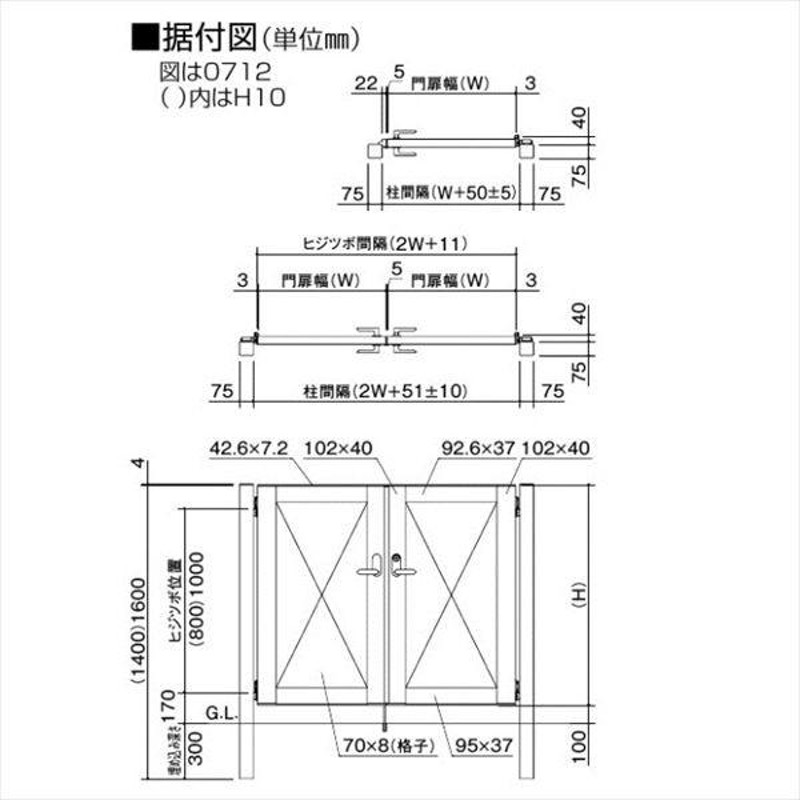 四国化成 アレグリア門扉 1型 柱仕様 片開き 木調タイプ ライト