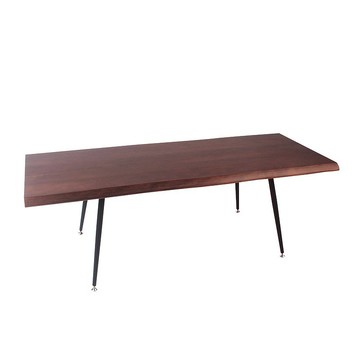 日系復古 仿自然山形邊 鐵管實木茶几 / 紐西蘭松木實木